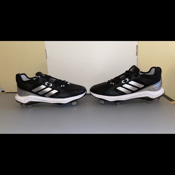 ADIDAS PUREHUSTLE WOMENS METAL CLEATS, SIZE 6, BLACK, SILVER & WHITE - Picture 6 of 10